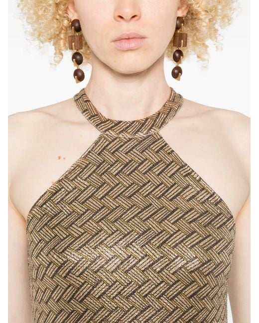 Siyu Natural Tallis Halterneck Patterned Maxi Dress