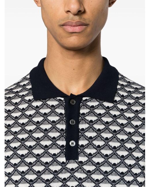 Zanone Poloshirt mit geometrischem Muster in Black für Herren