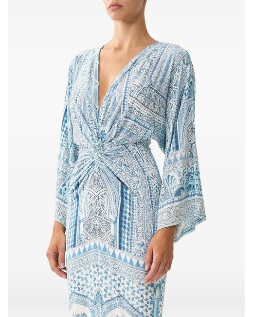 Camilla Blue Robe À Détail Torsadé
