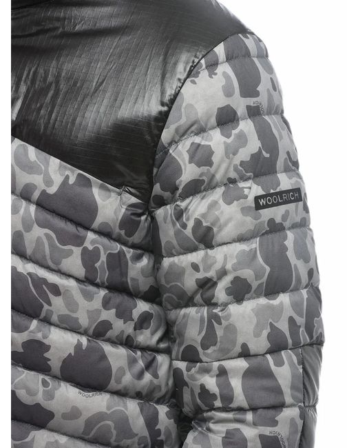 Woolrich Gray Tundra Camouflage Quilted Jacket for men