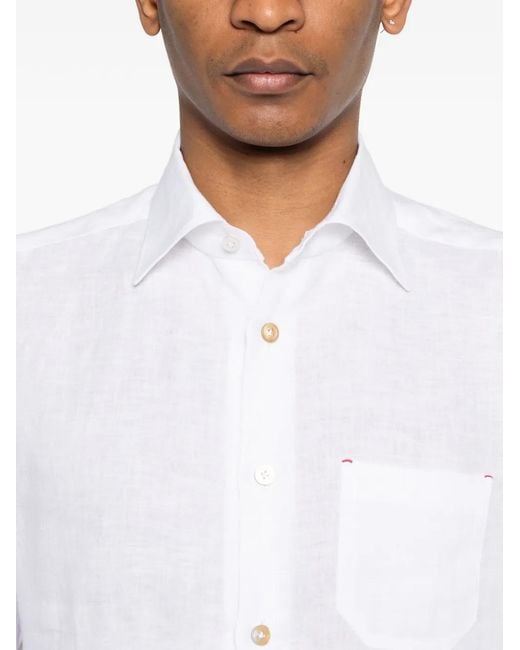 Kiton White Nerano Pocket Button Shirt for men