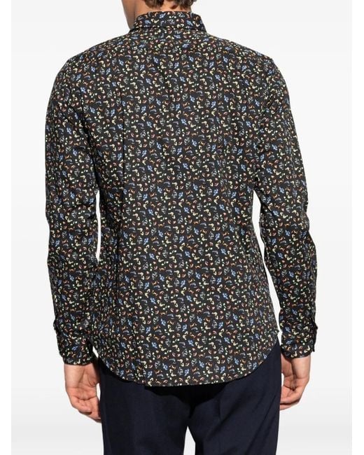 Paul Smith Gray Floral-Print Shirt for men