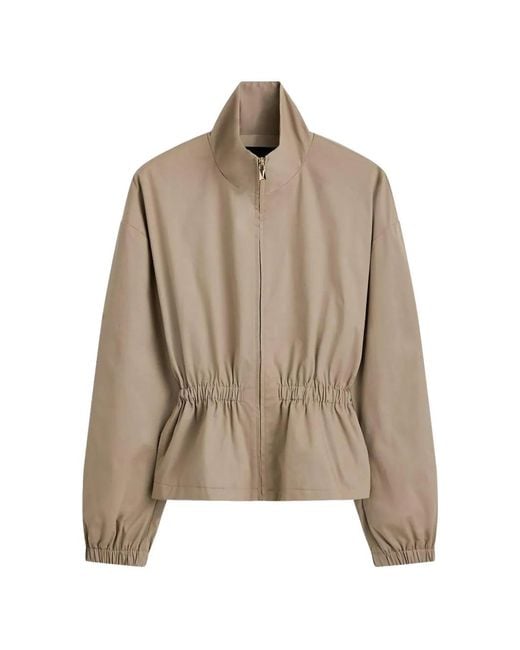 Scanlan Theodore Brown Funnel-Neck Gathered-Waist Jacket