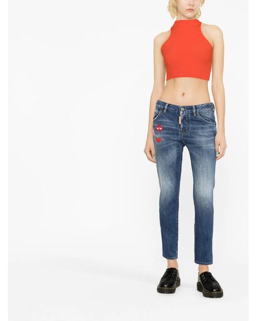 DSquared² Blue Patch-Detail Denim Jeans