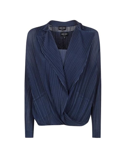 Giorgio Armani Blue Pleated Blouse
