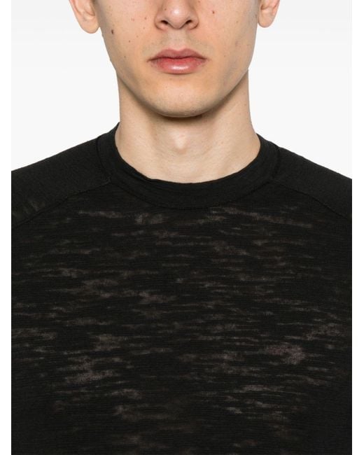 Transit Black Slub-texture T-shirt for men
