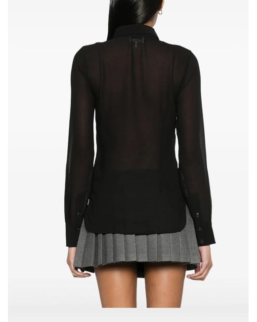 Ganni Black Ruffled Chiffon Shirt