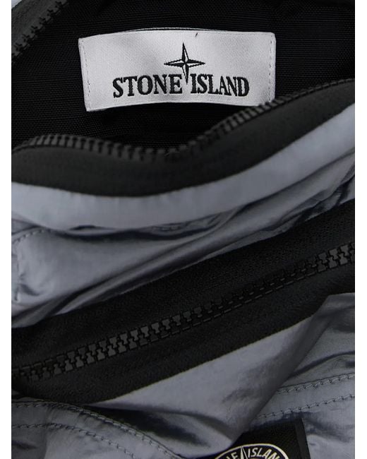 Stone Island Gray Compass Logo-Patch Shoulder Bag for men