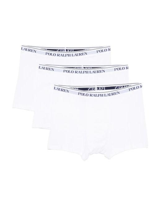 メンズ Polo Ralph Lauren ロゴ ボクサーパンツ 3枚組 White