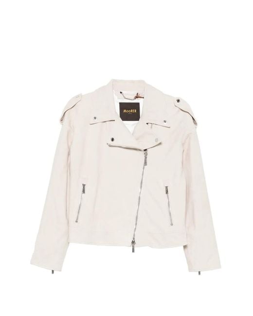 Moorer White Loette Zip Jacket