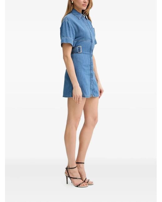 Liu Jo Blue Belted-Shirt Mini Dress