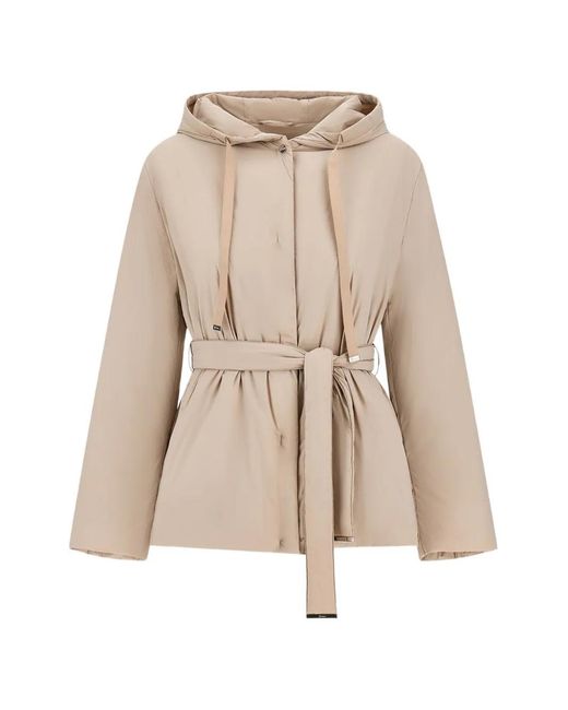Parka Con Capucha Y Cinturón Herno de color Natural