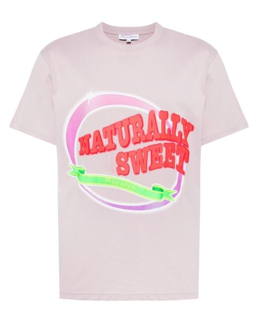 J.W. Anderson T-shirt Met Tekst in het Pink voor heren