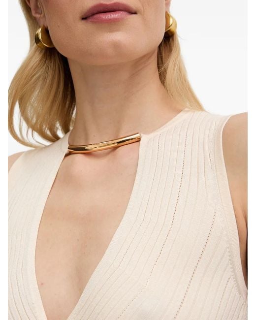 Elisabetta Franchi Blue Haut Nervuré À Bretelles Croisées