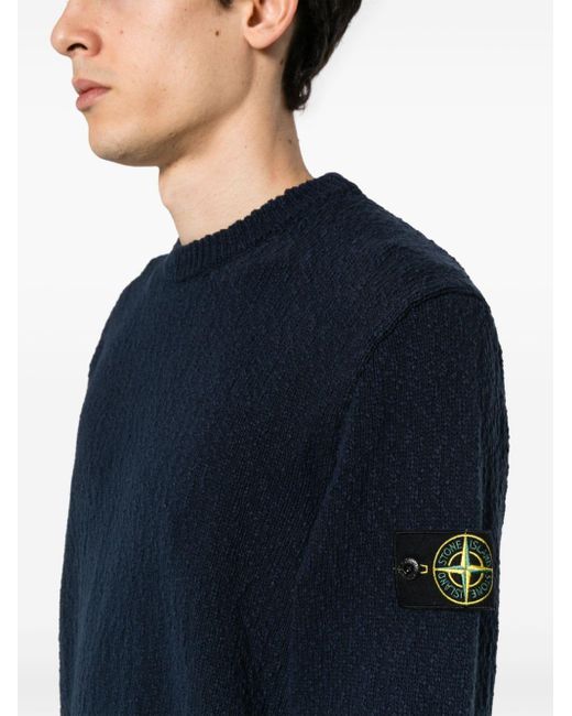 Stone Island Gestreifter Pullover mit Kompass-Patch in Blue für Herren