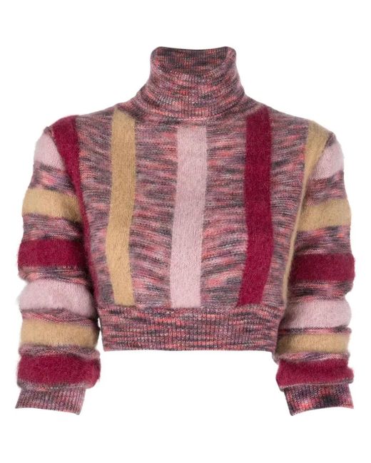 Pull Crop Rayé À Col Roulé DSquared² en coloris Red