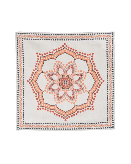Brunello Cucinelli Pink Mandala Pattern Silk Pocket Square for men