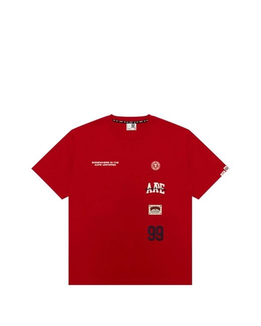 Aape By A Bathing Ape Red T-Shirt À Détails De Logos for men