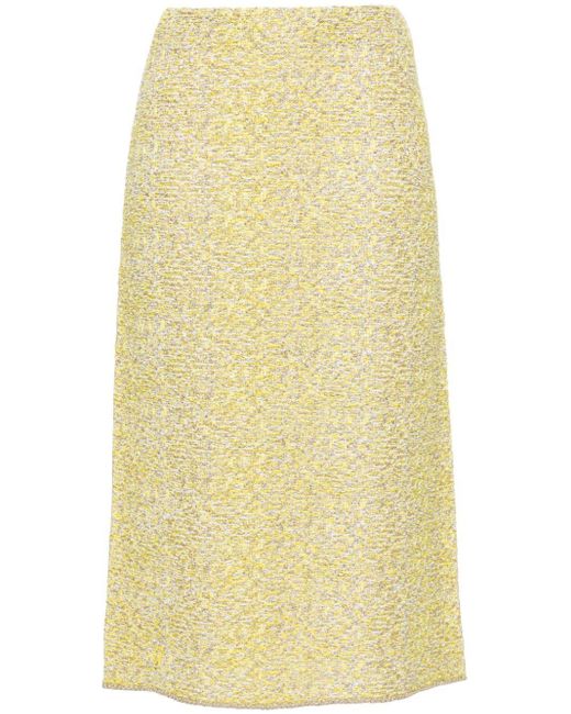 Fabiana Filippi Yellow Straight Tweed Midi Skirt