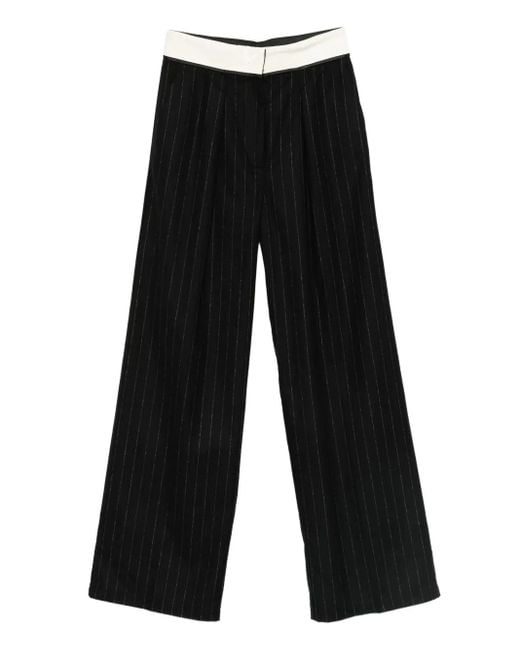 Forte_forte Black Pinstripe Straight-Leg Trousers