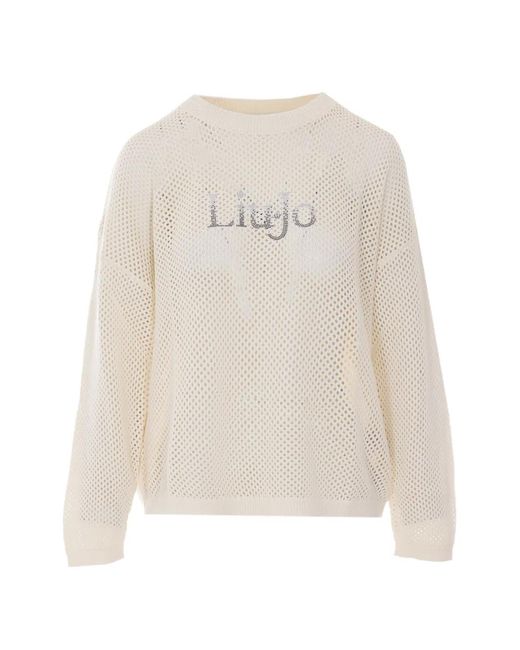 Liu Jo White Logo-Embellishment Sweatshirt