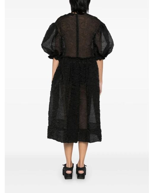Simone Rocha Black Ruffle Detail Smock Dress