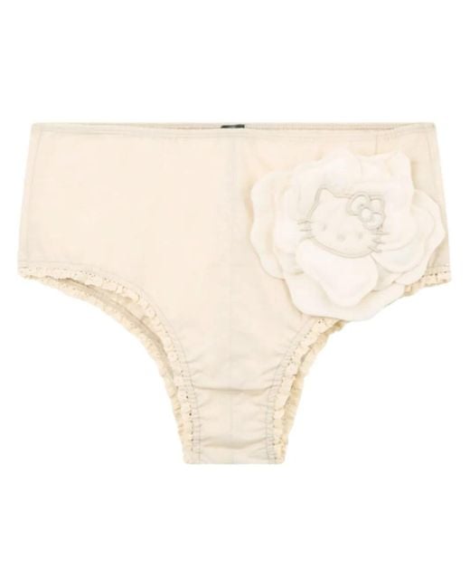 Gcds Natural Poplin Embroidered Elasticated Shorts