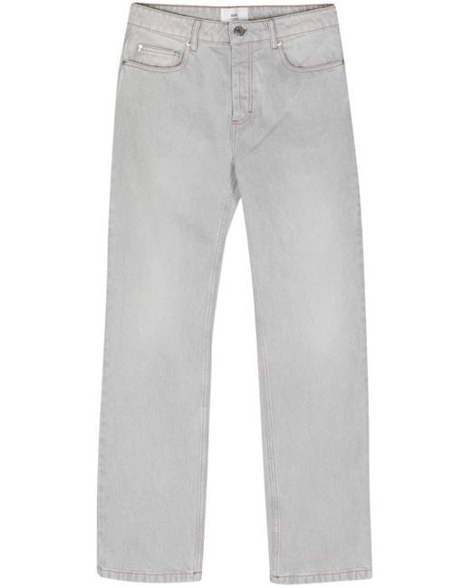 AMI Gray Low-rise Straight-leg Jeans