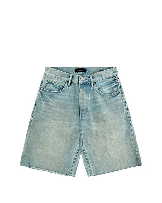 Purple Brand Blue Raw-Hem Shorts for men