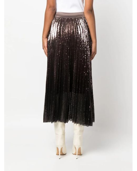 Peserico Black Plissé Pleated Midi Skirt