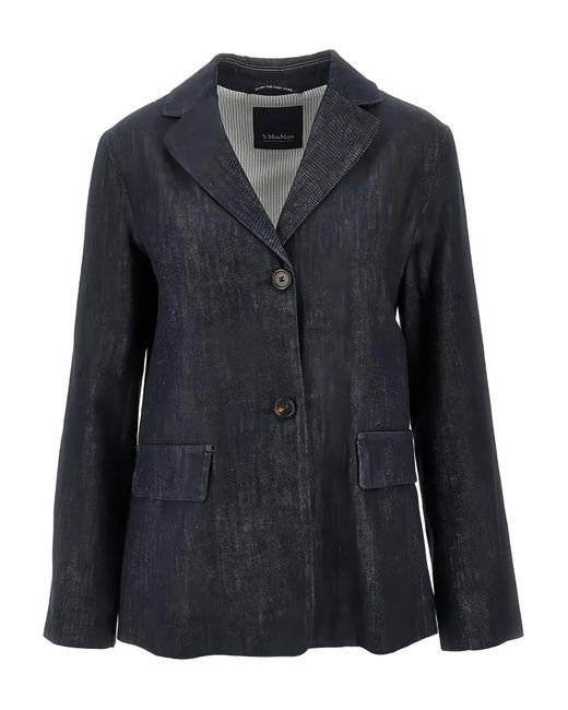 Max Mara Black Notched-Lapel Pocket Blazer