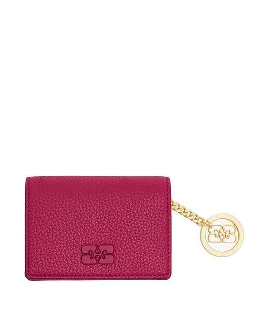 Ganni Pink Bou Flap Card Holder