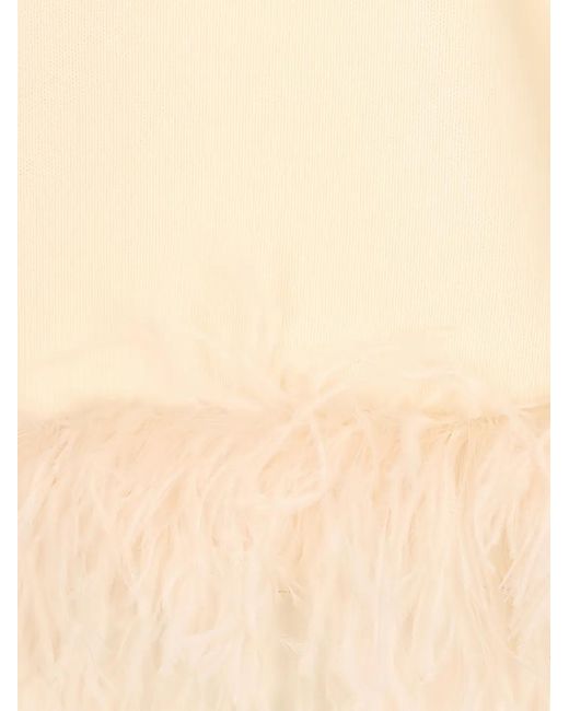 P.A.R.O.S.H. White Feather-Trim Roll-Neck Sweater