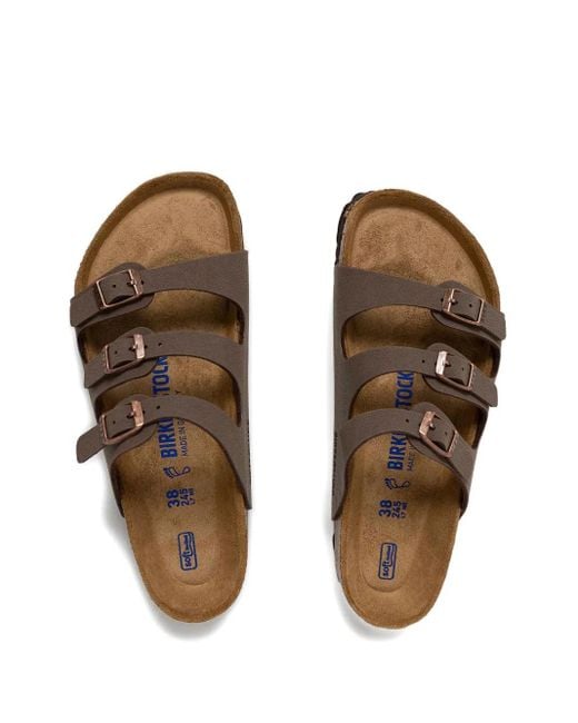 Birkenstock Brown Florida Triple-Strap Slide Sandals