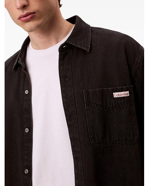 Calvin Klein Black Pocket Long-Sleeve Denim Shirt for men