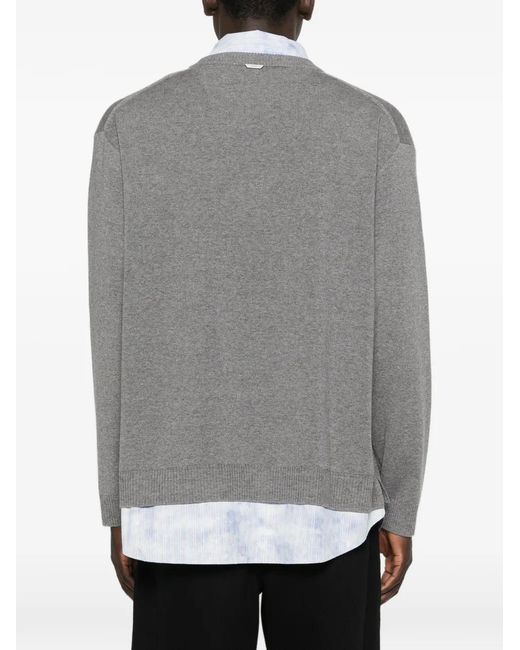 Juun.J Gray Shirt-Detail Sweater for men