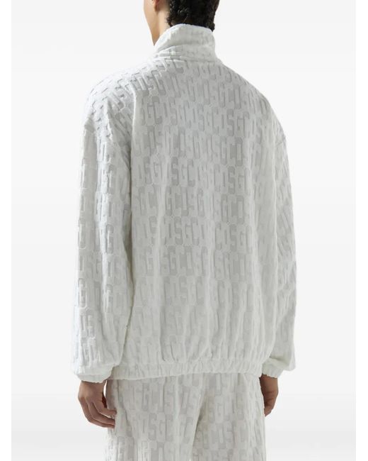 Gcds White Terry Monogram Zip-Up Jacket for men