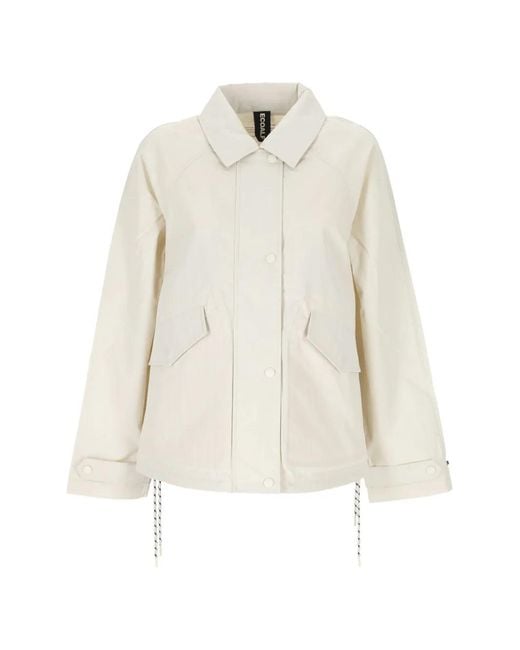 Ecoalf White Drawstring-Hem Raglan-Sleeve Jacket