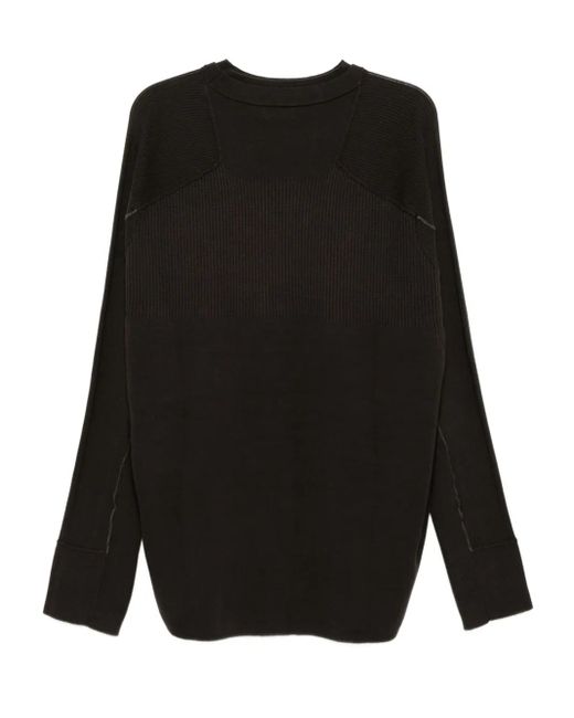 DEVOA Black Panelled Cotton Jumper for men