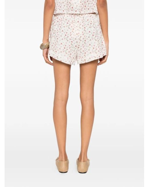 Posse Natural Charlotte Floral-Print Cotton Mini Shorts