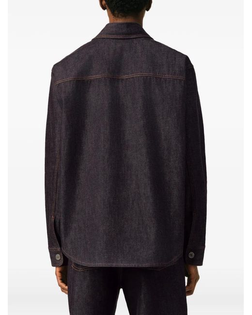 AMI Blue Cotton Overshirt With Ami De Coeur