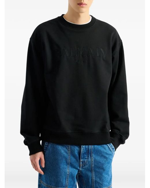 Balmain Black Embroidered Vintage Sweatshirt for men