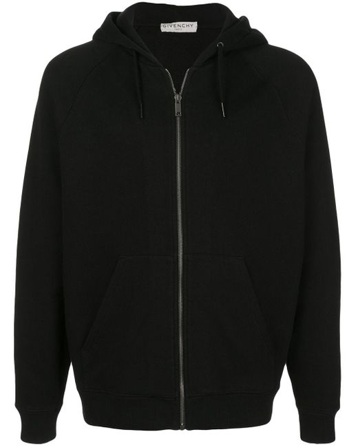 Givenchy Black Signature Logo Zip-up Hoodie for men