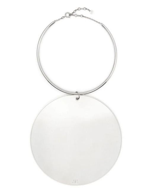 Courreges White Women Holistic Circle Lacquered Necklace
