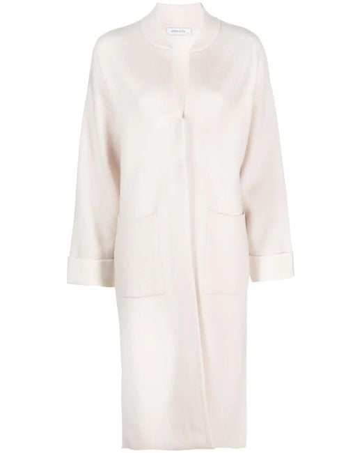 Philo-Sofie Cashmere White Wool-Cashmere Blend Mid-Length Coat
