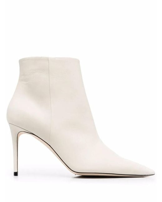 Scarosso White X Brian Atwood Anya Leather Ankle Boots
