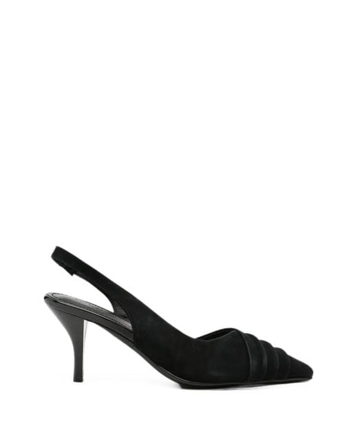 SERGIO MORETTI FIRENZE Black Ruched Slingback Pumps