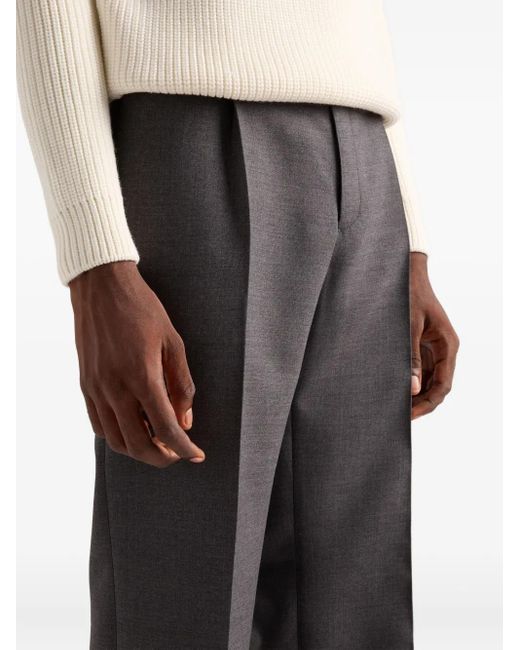 Prada Gray Wool And Silk Pants for men