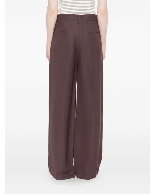 Brunello Cucinelli Purple Pleated Wide-Leg Trousers