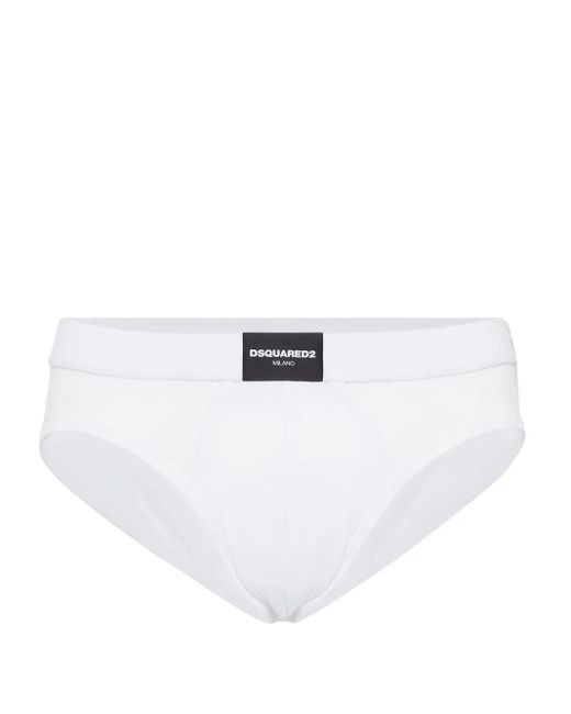 DSquared² White Logo-Tag Briefs for men